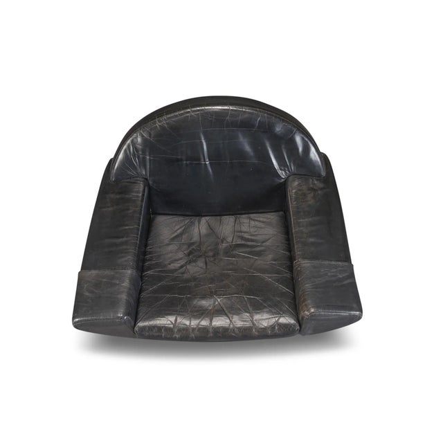 Mid-Century Modern Johannes Andersen "Capri" Swivel Lounge Chair In Black Leather For Sale - Image 3 of 5
