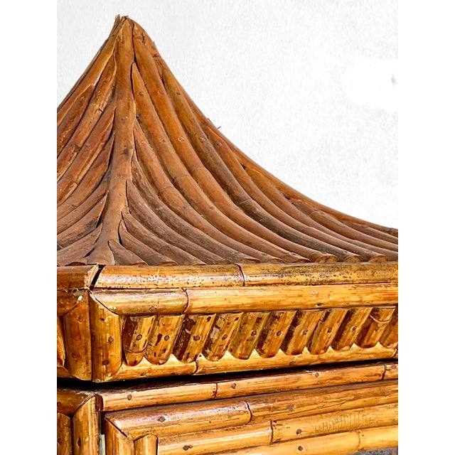 Vintage Pagoda Split Rattan Tall Cabinets - A Pair For Sale In West Palm - Image 6 of 12