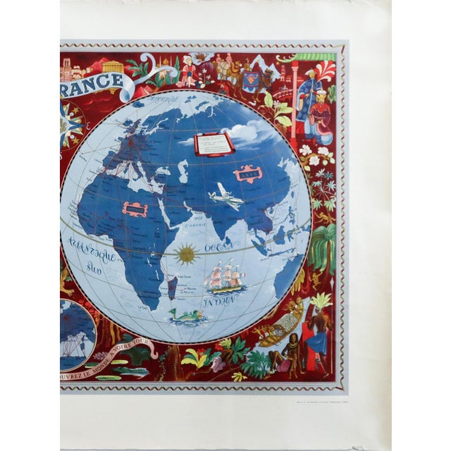 1950s 1950 Air France Planisphere Poster, Decouvrez Le Monde (Lucien Boucher) For Sale - Image 5 of 5