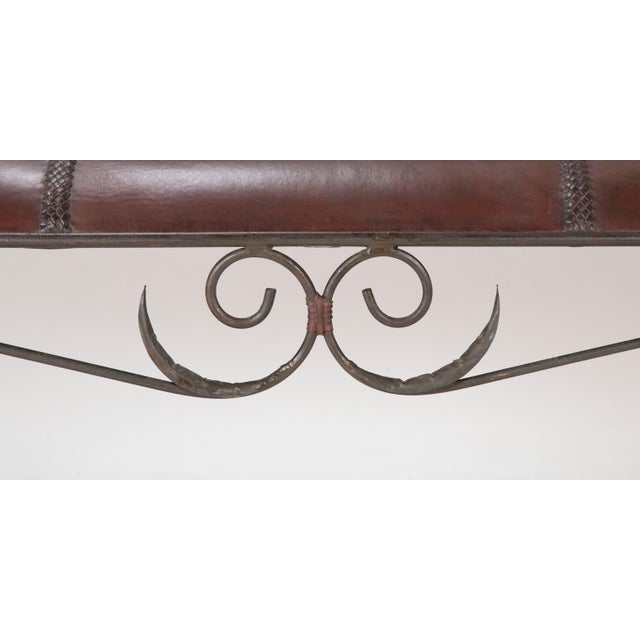 French Wrought Iron and Leather Upholstered Sofa For Sale - Image 12 of 12