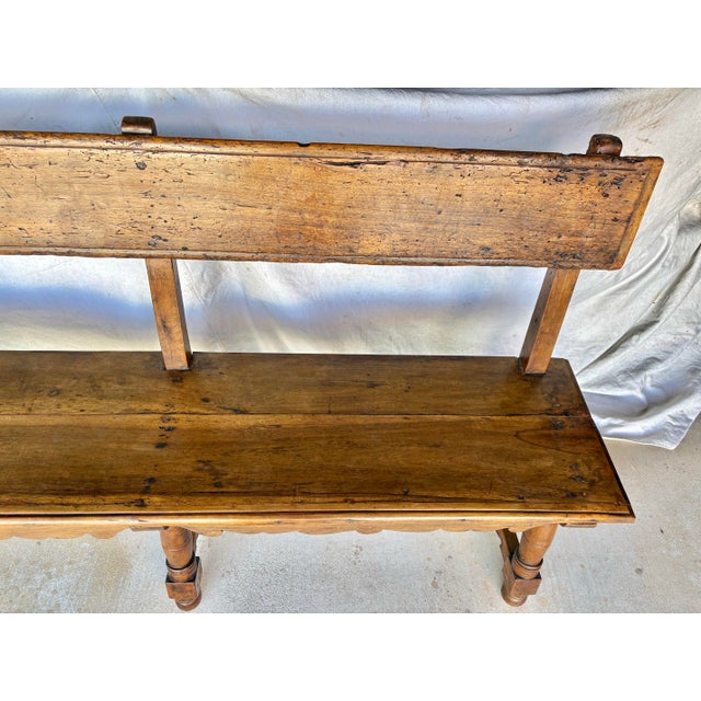Brown Late 19th Century Italian Walnut Bench For Sale - Image 8 of 12