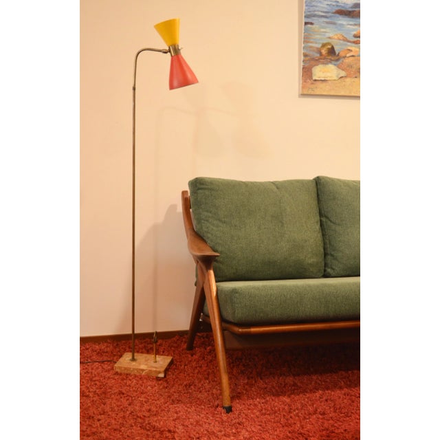 Pink Italian Floor Lamp with Double Cone Shade and Italian Marble Base, 1950s For Sale - Image 8 of 18