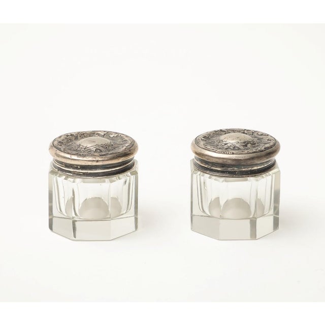 Pair of 19th C. Cut Glass and Silver Jars For Sale - Image 4 of 11