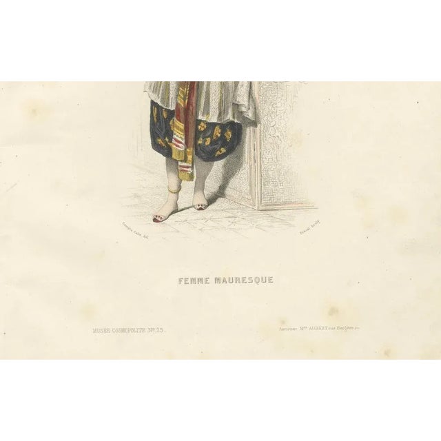 Compte-Calix, Algerian Woman's Costume, Hand-Colored Lithograph, 1853 For Sale - Image 3 of 10