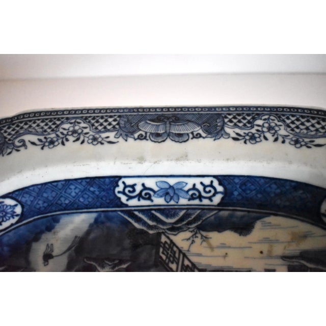 Blue 18th-Century Qianlong Chinese Blue Underglaze Large Serving Dish For Sale - Image 8 of 11