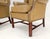 Pair of Tall Tan Leather Wing Chairs on Solid Mahogany Stretcher Base Mint! For Sale - Image 9 of 17