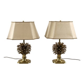 Large Brass Pine Cone Table Lamps from Feese, Germany, 1980s, Set of 2 For Sale