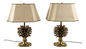 Large Brass Pine Cone Table Lamps from Feese, Germany, 1980s, Set of 2