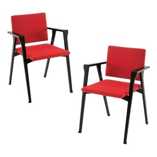 Luisa Chairs in Wood and Fabric by Franco Albini for Cassina, Set of 2 For Sale