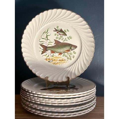Lunéville K&g French Faience Fish Service, Platter and 10 Plates - Set of 11 For Sale In Atlanta - Image 6 of 9