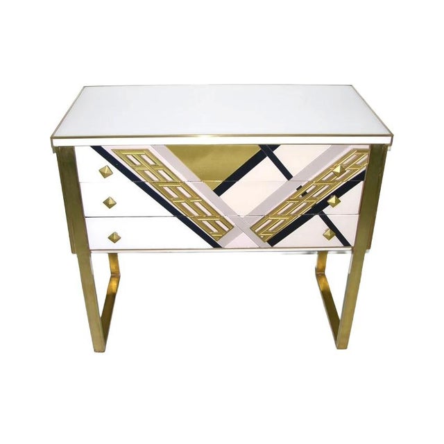 20th Century Art Deco Style Italian White, Black /Gold Chest Cabinet / Sideboard For Sale - Image 9 of 9