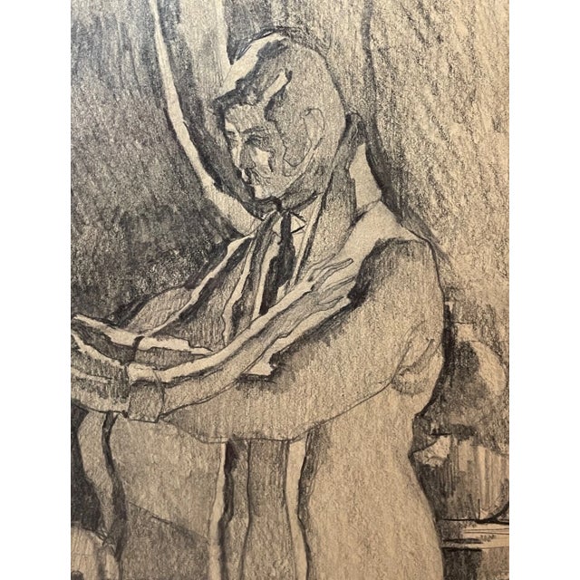 Share Vintage 1970 Original S Stirling Stylized Pencil Man Woman Couple Drawing Sketch For Sale - Image 4 of 12