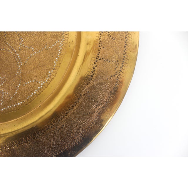 Vintage 15” Pierced Chased Copper Tray Wall Plate For Sale - Image 6 of 8