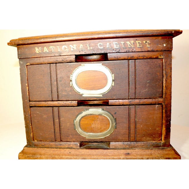 Industrial Rare Antique 1800's Hand Made Painted National Cabinet File Letter Cabinet Box For Sale - Image 3 of 12