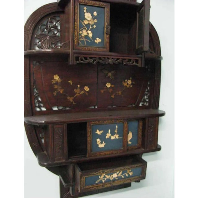 Important 19th C Japanese Etagere Wall Display Cabinet With Refined Detailed Design With Famed Provenance For Sale In West Palm - Image 6 of 7