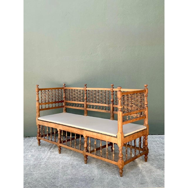 Vintage Carved Wood Spindle Bench For Sale - Image 10 of 18