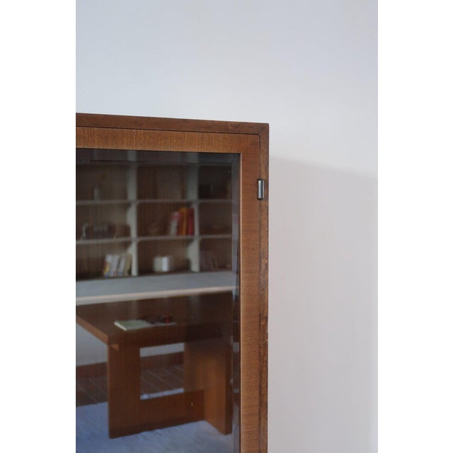 Brown Glazed Walnut Bookcase with Stepped Plinth Base, 1960s For Sale - Image 8 of 18