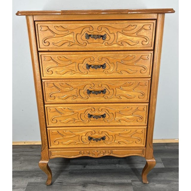 Vintage French Louis XVI Chest of 5 Drawers For Sale - Image 3 of 14