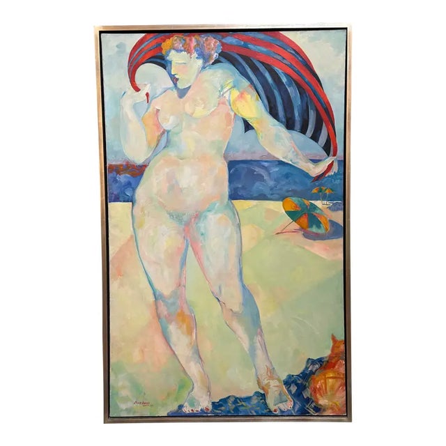 Design Plus Gallery presents Beach Dancer by Joanne Landis. This oil painting is done on a canvas and inset into a frame...