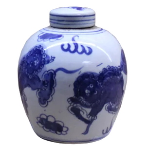 Chinese Oriental Small Blue White Porcelain Ginger Jar