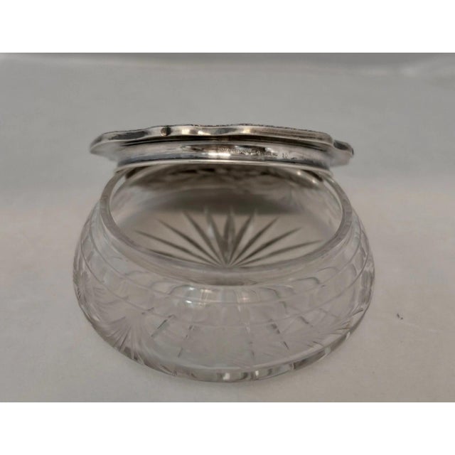 Silver Early 20th Century Sterling Silver/Crystal Vanity Jar w/ Floral Medallion For Sale - Image 8 of 9