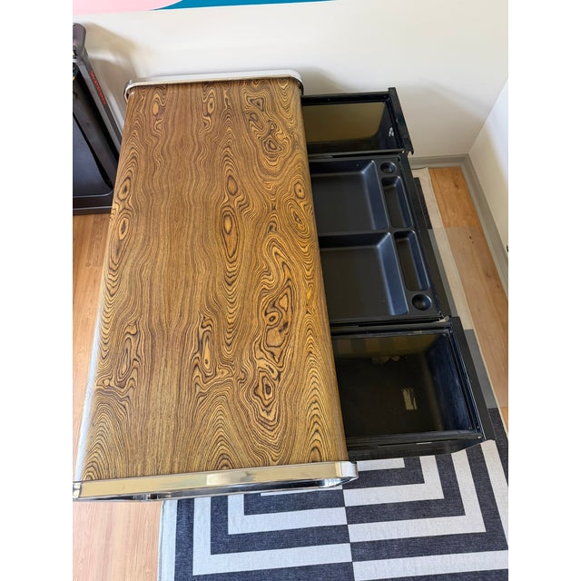 Wood Peter Protzman for Herman Miller Zebrawood & Chrome Desk, Tubular Collection, 1970-1971 For Sale - Image 7 of 17