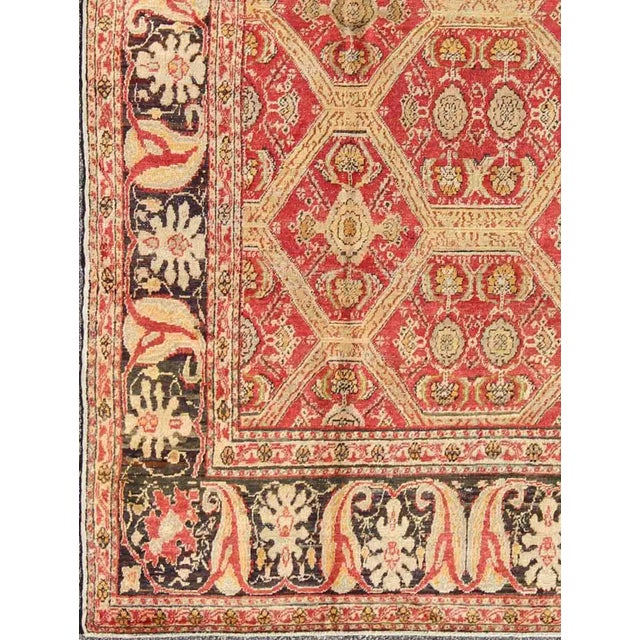 Antique Turkish Oushak Rug With Paisley Border and Over All Tribal Design For Sale - Image 4 of 8