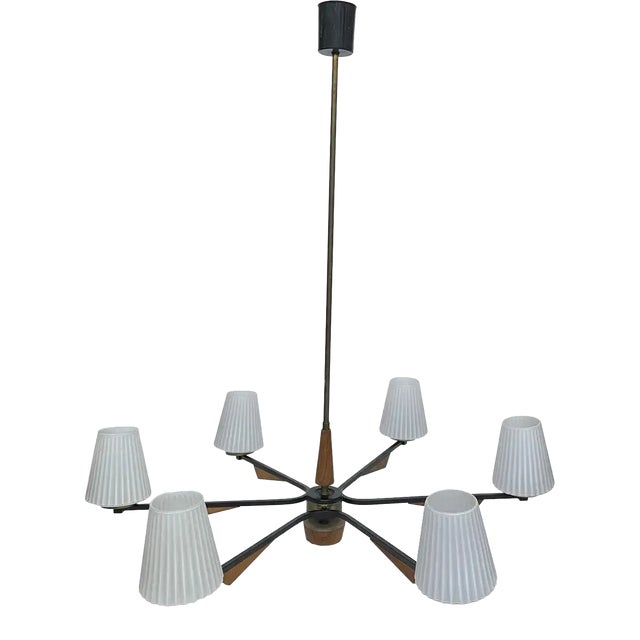 1960s Mid-Century Modern Stilnovo Style Italian Chandelier For Sale