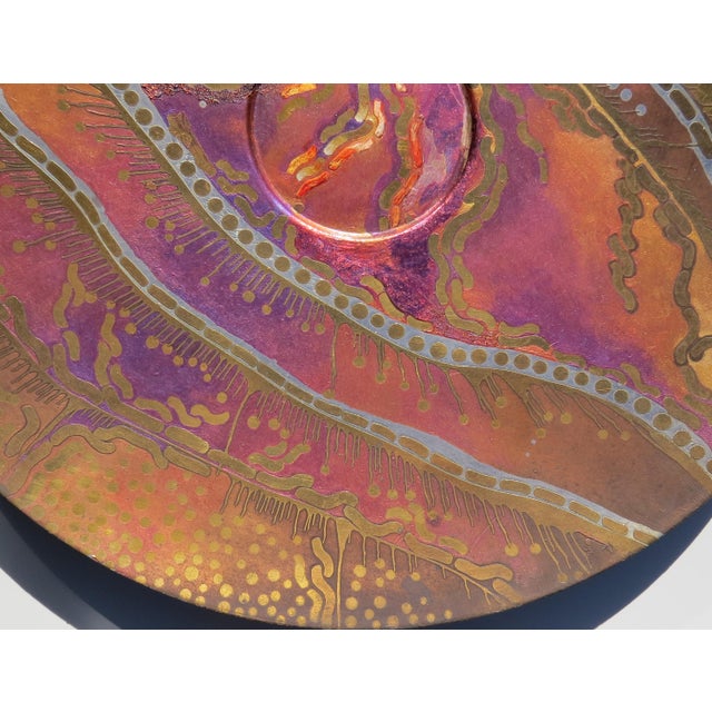 Modern Vintage 1970s Lee and Naomi Peck Large Wall Art Metal Charger Signed by Both Artists For Sale - Image 3 of 10