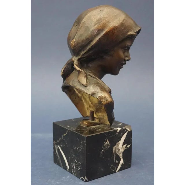 Bronze Bust of Contadinella by Giovanni De Martino, Naples, Italy, Late 1800s For Sale - Image 3 of 16