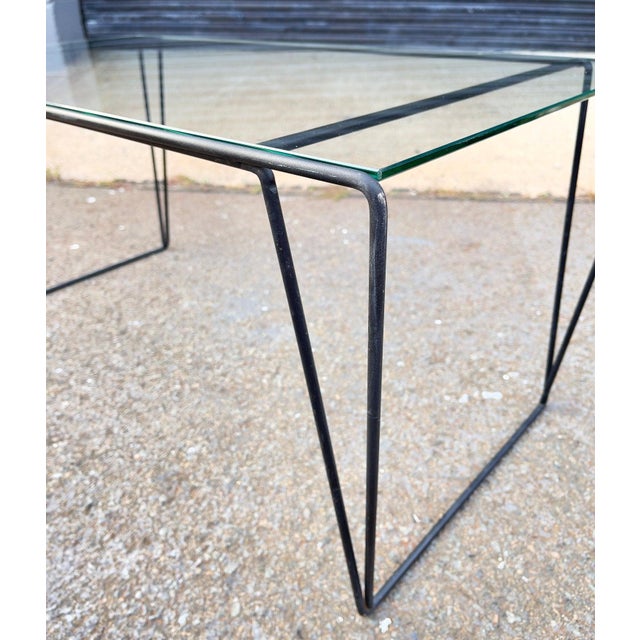 Mid 20th Century MCM Metal and Glass Top Coffee Table Sauze Style For Sale - Image 9 of 12