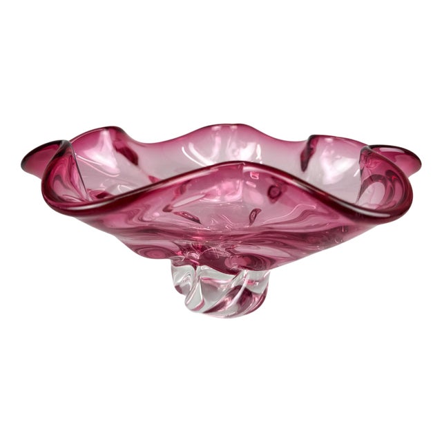 Vintage Art Glass Bowl attributed to Josef Hospodka for Chribska Glassworks, 1960s For Sale