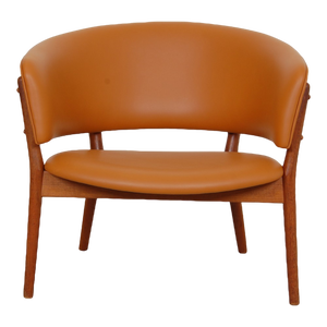 ND83 Lounge Chair in Teak and Cognac Aniline Leather by Nanna Ditzel, 1970s