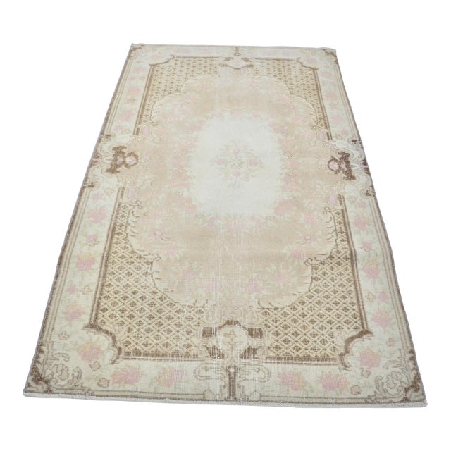 1950s Geometric Tribal Oushak Rug For Sale