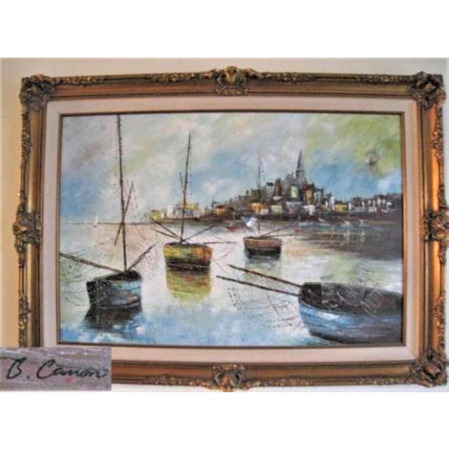 Oil Painting by B. Canon 44 X 32 "California School of Painters" Seascape Scene For Sale - Image 9 of 9