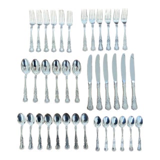 Antique Gorham Buttercup Sterling Silver Flatware Set for 6 + Extras- 38 Pieces For Sale