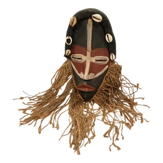 Beautiful Liberian Dan Mask With Cowries and Rope Beard For Sale