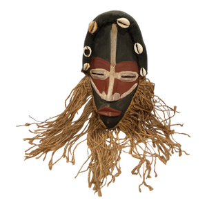 Beautiful Liberian Dan Mask With Cowries and Rope Beard