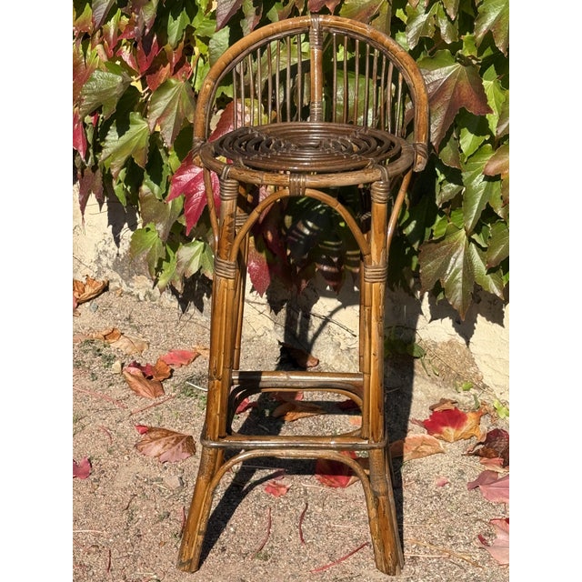 Vintage Rattan Bar Stools, 1960s, Set of 2 For Sale - Image 4 of 9
