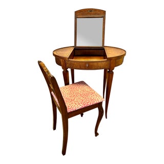 Antique 19th Century Mahogany Vanity Table and Chair For Sale