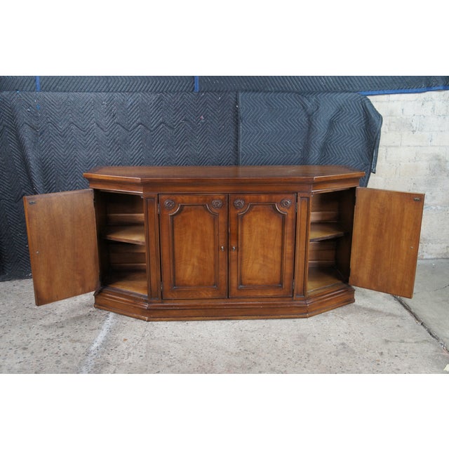 White Furniture 1970s White Furniture Italian Provincial Neoclassical Style Walnut Buffet Sideboard For Sale - Image 4 of 13