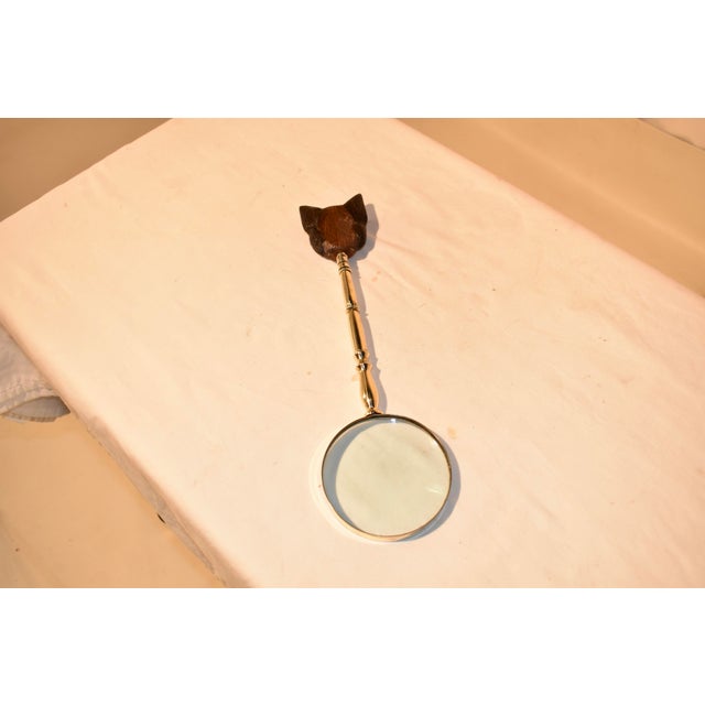 Wood 19th Century Magnifying Glass With Hand Carved Yorkie Handle For Sale - Image 7 of 8