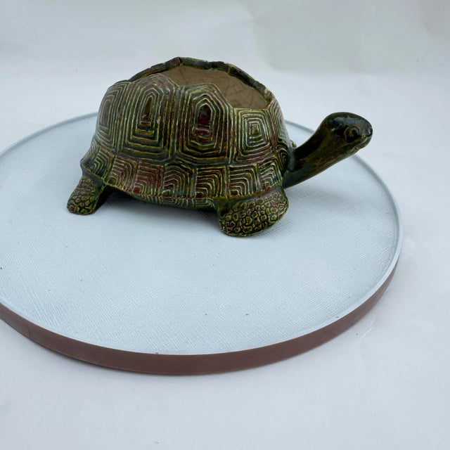 Bitossi Bitossi-Style Green Ceramic Turtle Planter For Sale - Image 4 of 8