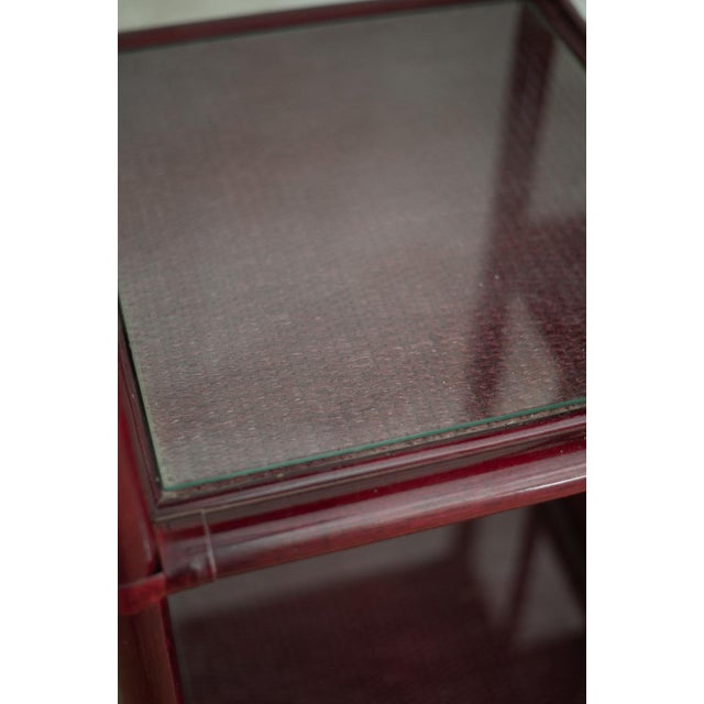Maroon Lacquered Arched Bookcase, 1980s For Sale - Image 8 of 14