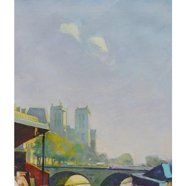 Campaign 1990s Urban Oil Painting: Paris Book Market by Artist Lev Morozov 110-95 For Sale - Image 3 of 6