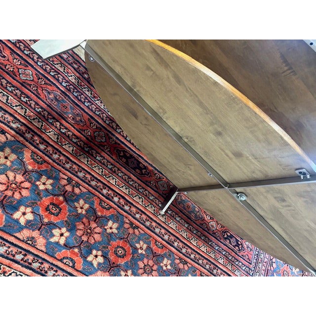 American 1960s Cherry Wood Oval Coffee Table on Metal Legs For Sale - Image 3 of 8