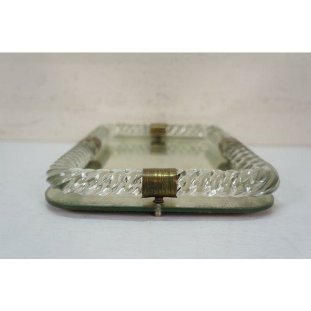 Murano Mid Century Italian Murano Twisted Rope Glass Mirrored Vanity Tray 16" For Sale - Image 4 of 14