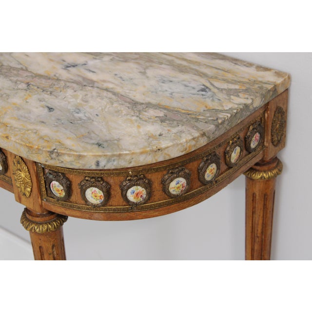 Glass French Louis XVI Style Console & Mirror W. Sevres Plaques For Sale - Image 7 of 18