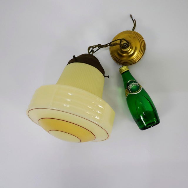1930s 1930s Art Deco Milk Glass Pendant Light For Sale - Image 5 of 5