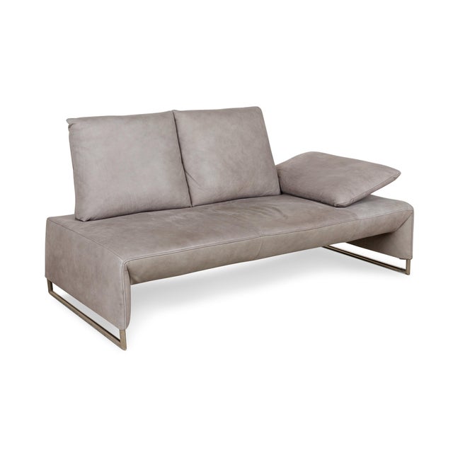 Modern Ramon Leather Two-Seater Gray Sofa from Koinor For Sale - Image 3 of 11